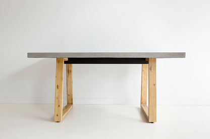 1.6m Alta Rectangular Dining Table - Speckled Grey with Light Honey Acacia Wood Legs - www.elkstone.com.au