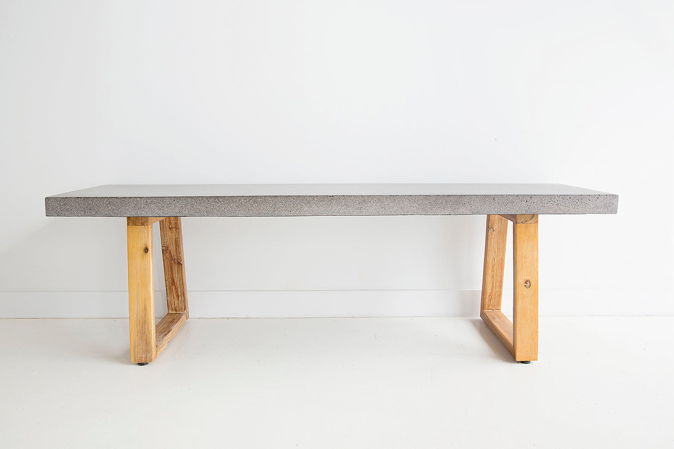 1.45m Alta Bench Seat - Speckled Grey with Light Honey Acacia Wood Legs - www.elkstone.com.au
