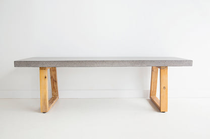 1.65m Alta Bench Seat - Speckled Grey with Light Honey Acacia Wood Legs - www.elkstone.com.au