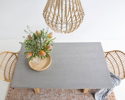 1.6m Alta Rectangular Dining Table - Speckled Grey with Light Honey Acacia Wood Legs - www.elkstone.com.au