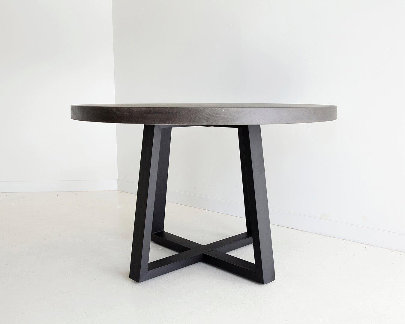 1.2m Alta Round Dining Table - Black with Black Metal Legs - www.elkstone.com.au