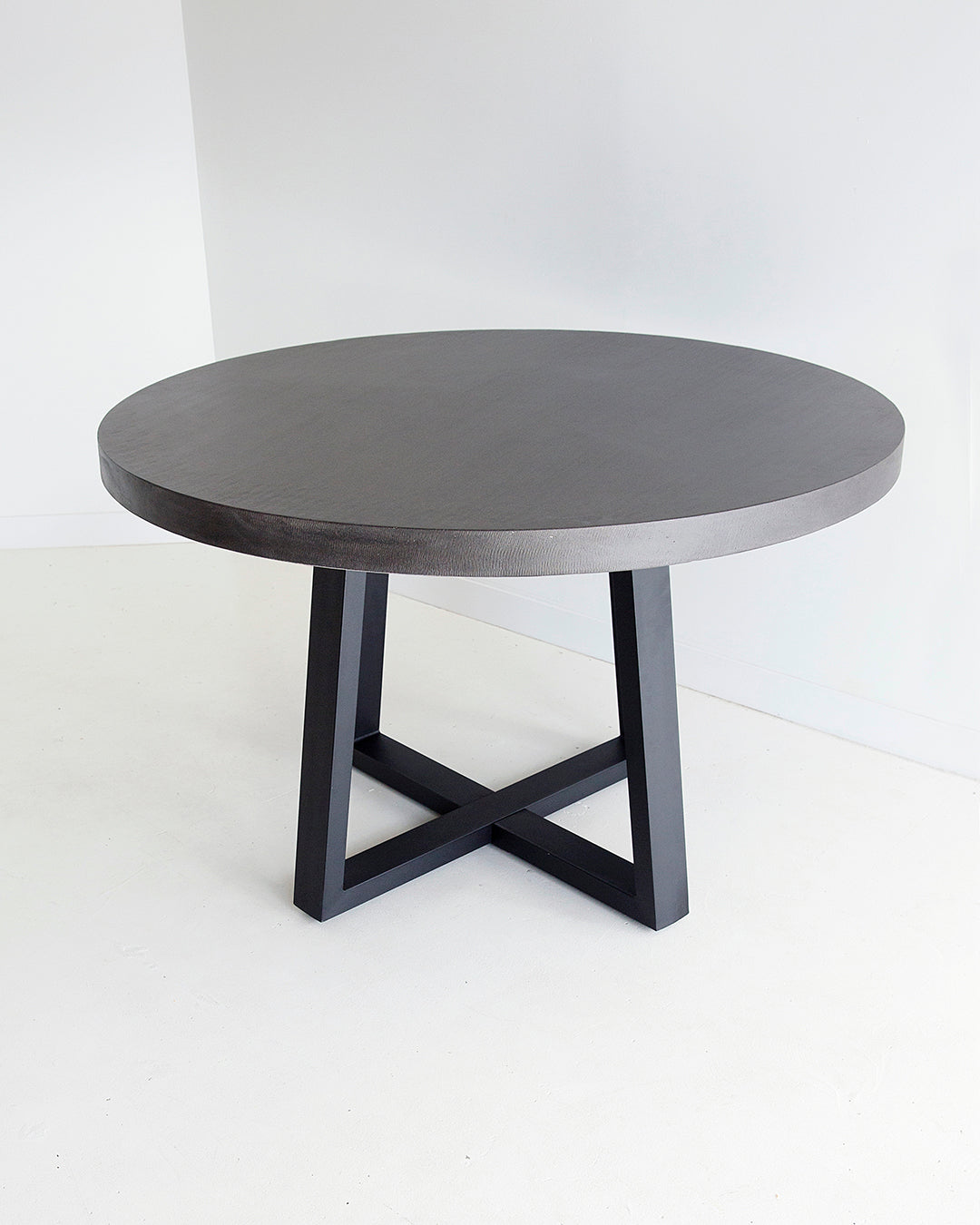 1.2m Alta Round Dining Table - Black with Black Metal Legs - www.elkstone.com.au