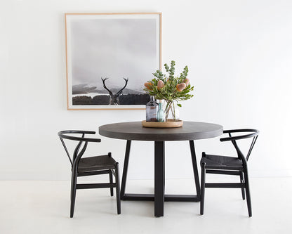 1.2m Alta Round Dining Table - Black with Black Metal Legs - www.elkstone.com.au
