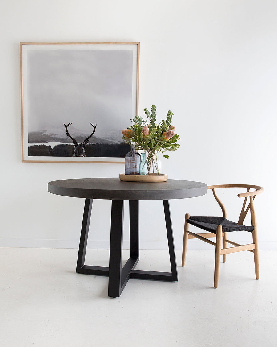Alta Round Dining Table Ebony Black with Matte Black Powder
