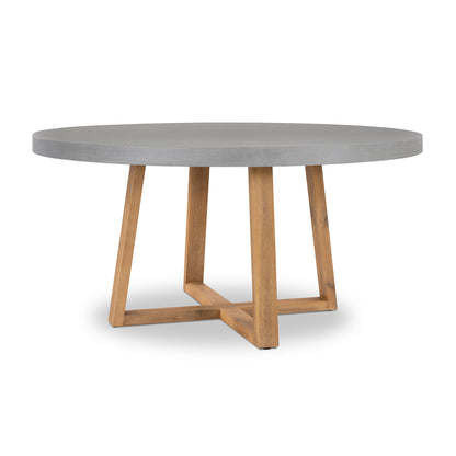 1.6m Alta Round Dining Table | Pebble Grey with Light Honey Acacia Wood Legs - www.elkstone.com.au