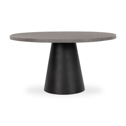 1.4m Avalon Round Dining Table | Speckled Grey with Black Metal Cone Base - www.elkstone.com.au