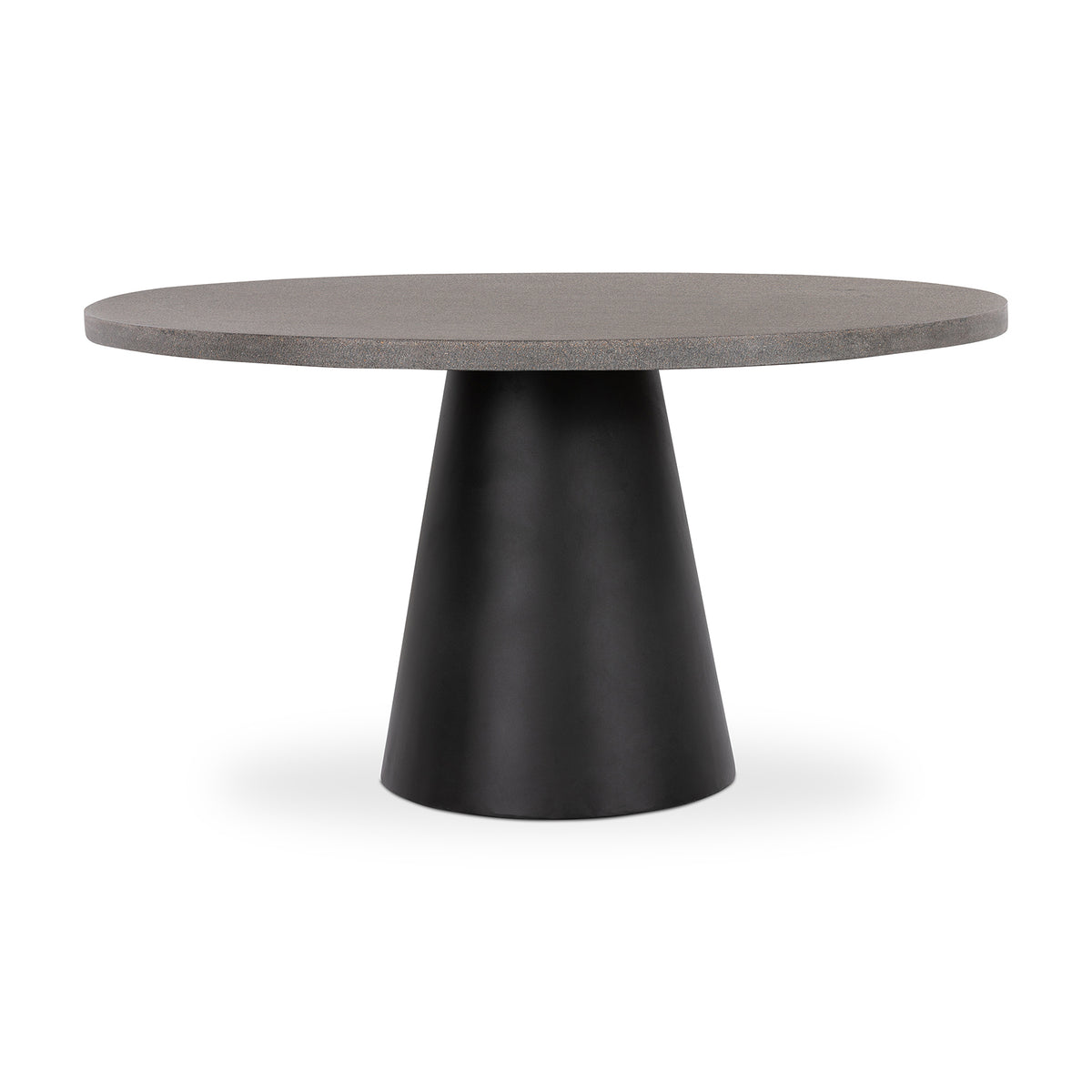 1.2m Avalon Round Dining Table | Speckled Grey with Black Metal Cone Base - www.elkstone.com.au