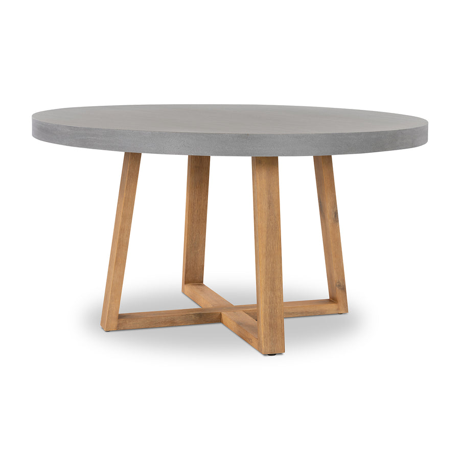 1.4m Alta Round Dining Table | Pebble Grey with Light Honey Acacia Wood Legs - www.elkstone.com.au