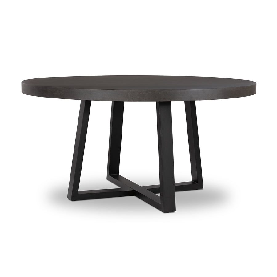 1.6m Alta Round Dining Table | Ebony Black with Black Metal Legs - www.elkstone.com.au