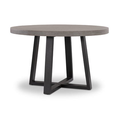 1.2m Alta Round Dining Table | Speckled Grey with Black Metal Legs - www.elkstone.com.au