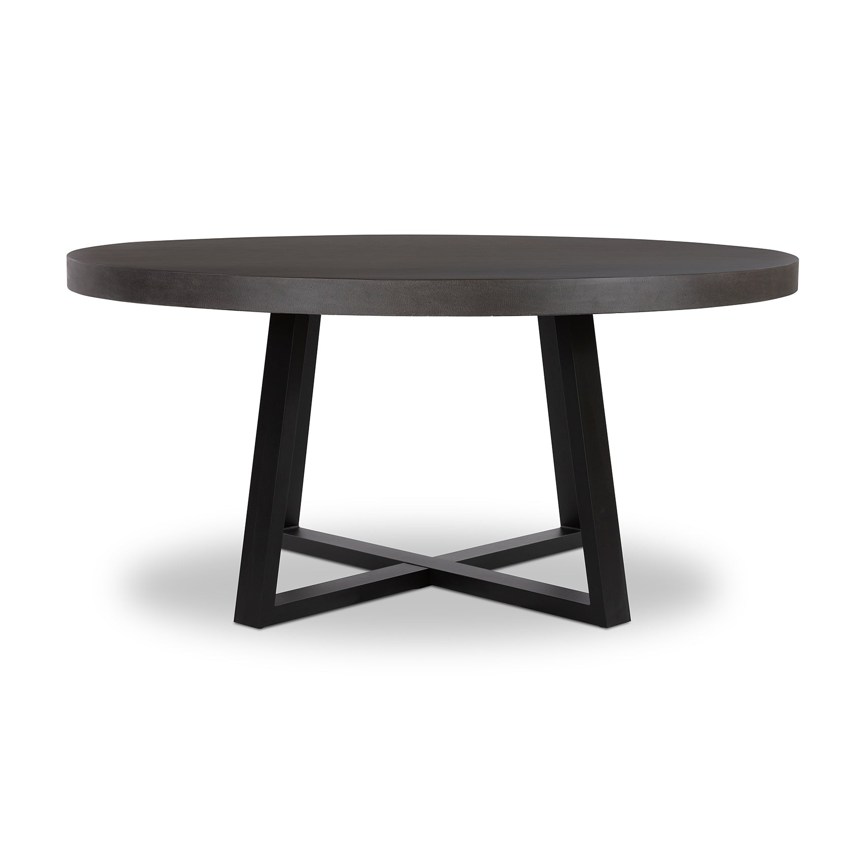 1.6m Alta Round Dining Table | Ebony Black with Black Metal Legs - www.elkstone.com.au
