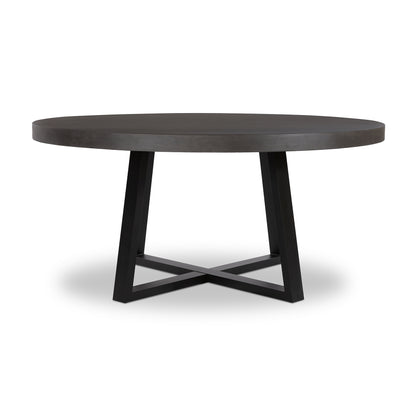 1.6m Alta Round Dining Table | Ebony Black with Black Metal Legs - www.elkstone.com.au