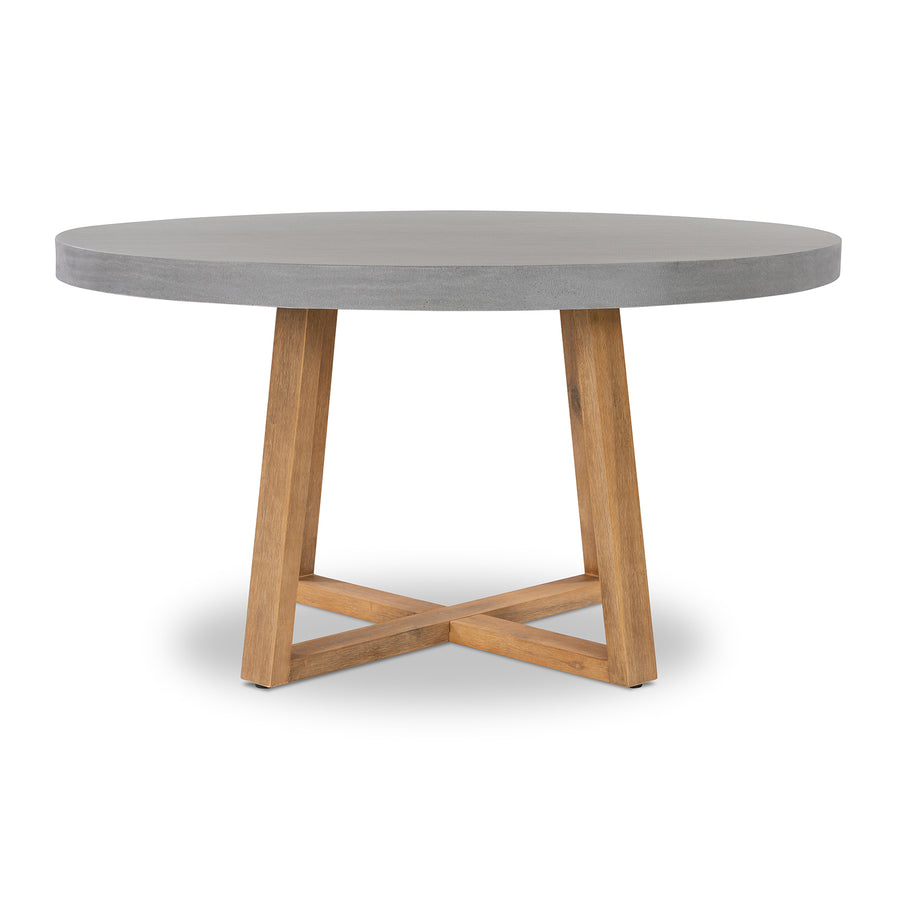 1.4m Alta Round Dining Table | Pebble Grey with Light Honey Acacia Wood Legs - www.elkstone.com.au