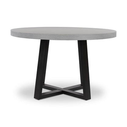 1.2m Alta Round Dining Table | Pebble Grey with Black Metal Legs - www.elkstone.com.au