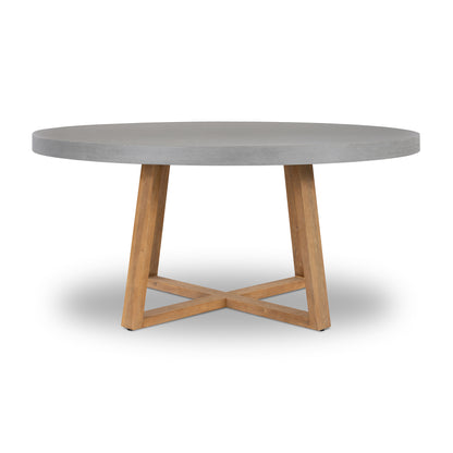1.6m Alta Round Dining Table | Pebble Grey with Light Honey Acacia Wood Legs - www.elkstone.com.au
