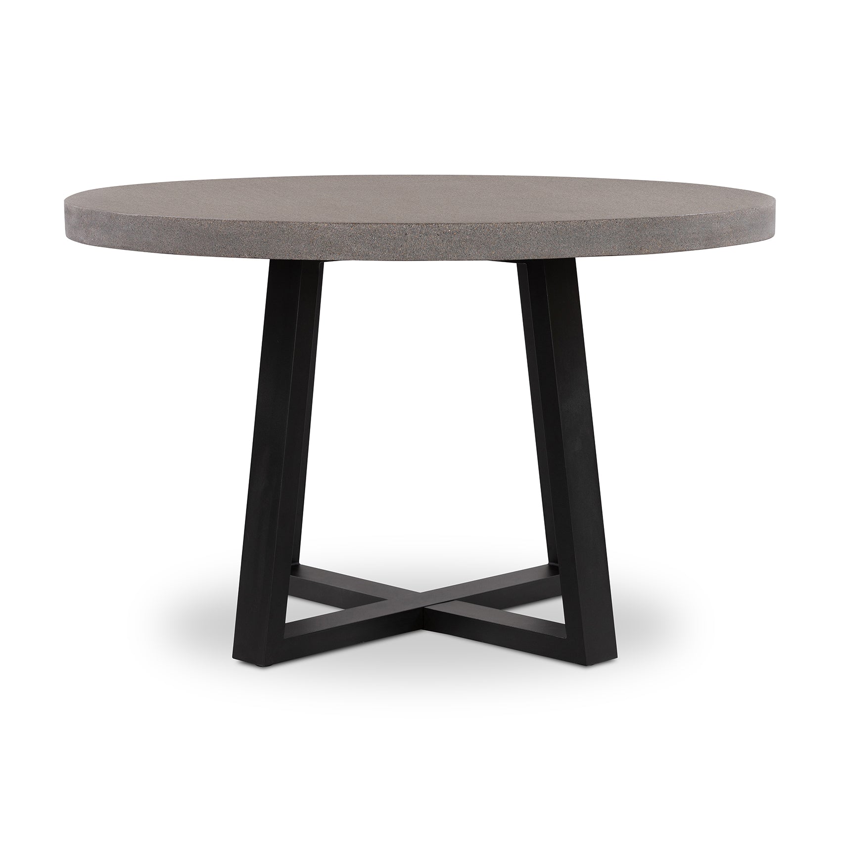1.2m Alta Round Dining Table | Speckled Grey with Black Metal Legs - www.elkstone.com.au