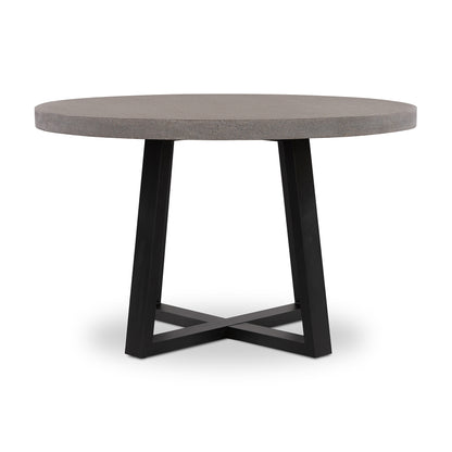 1.2m Alta Round Dining Table | Speckled Grey with Black Metal Legs - www.elkstone.com.au