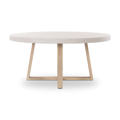 1.6m eTerrazzo Round Dining Table | Ivory Coast with Ivory Washed Acacia Wood Legs - www.elkstone.com.au