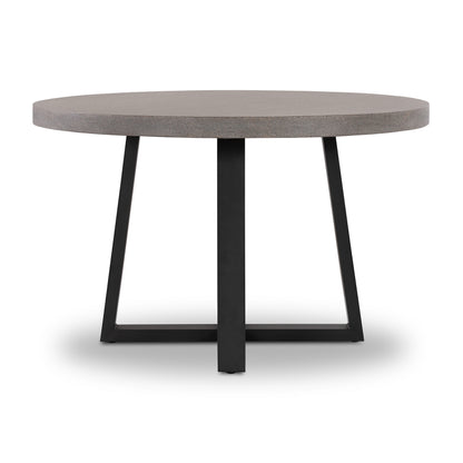 1.2m Alta Round Dining Table | Speckled Grey with Black Metal Legs - www.elkstone.com.au