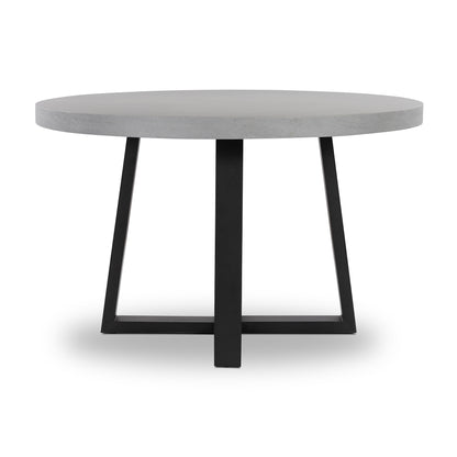 1.2m Alta Round Dining Table | Pebble Grey with Black Metal Legs - www.elkstone.com.au