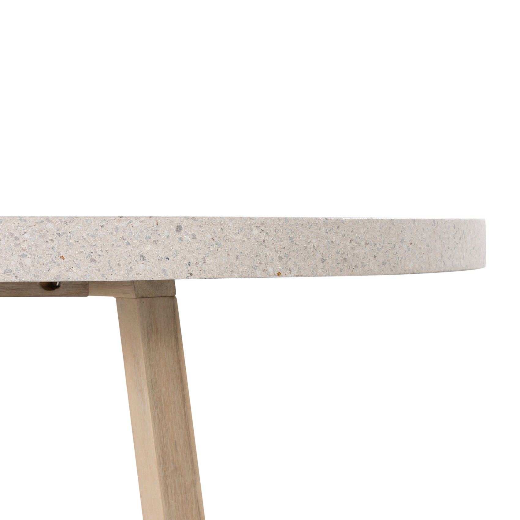 1.6m eTerrazzo Round Dining Table | Ivory Coast with Ivory Washed Acacia Wood Legs - www.elkstone.com.au