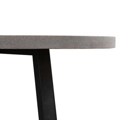 1.2m Alta Round Dining Table | Speckled Grey with Black Metal Legs - www.elkstone.com.au