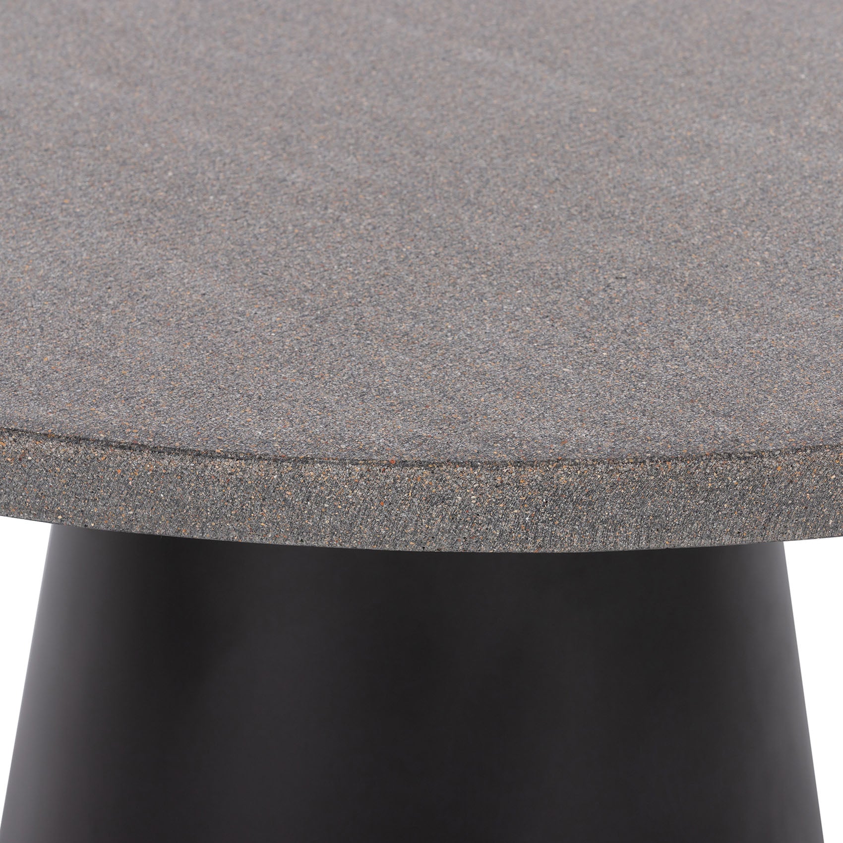 1.4m Avalon Round Dining Table | Speckled Grey with Black Metal Cone Base - www.elkstone.com.au