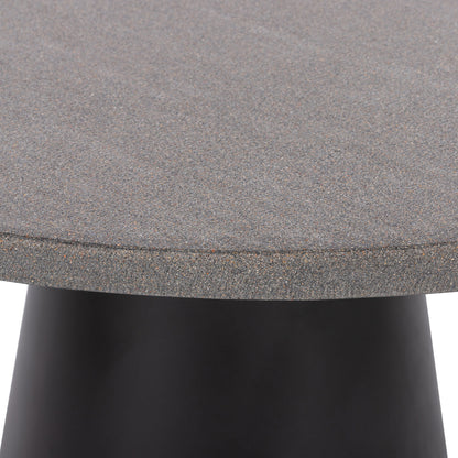 1.4m Avalon Round Dining Table | Speckled Grey with Black Metal Cone Base - www.elkstone.com.au
