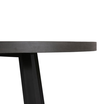 1.6m Alta Round Dining Table | Ebony Black with Black Metal Legs - www.elkstone.com.au