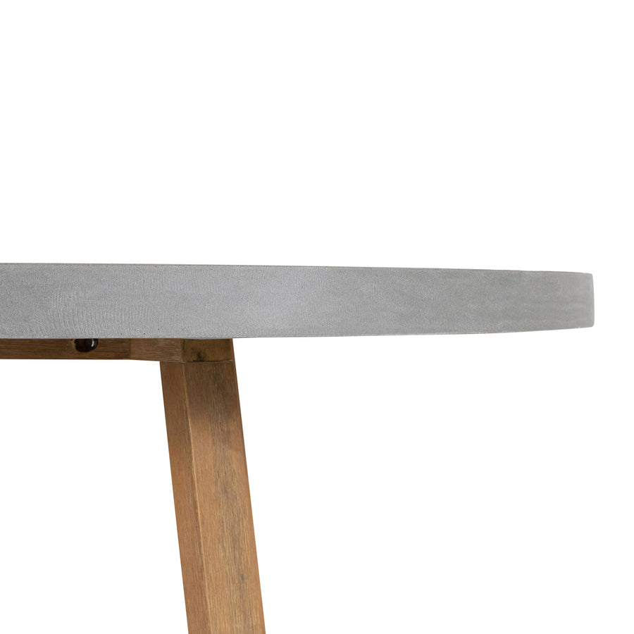 1.6m Alta Round Dining Table | Pebble Grey with Light Honey Acacia Wood Legs - www.elkstone.com.au
