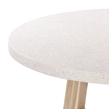 1.6m eTerrazzo Round Dining Table | Ivory Coast with Ivory Washed Acacia Wood Legs - www.elkstone.com.au