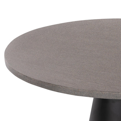 1.2m Avalon Round Dining Table | Speckled Grey with Black Metal Cone Base - www.elkstone.com.au