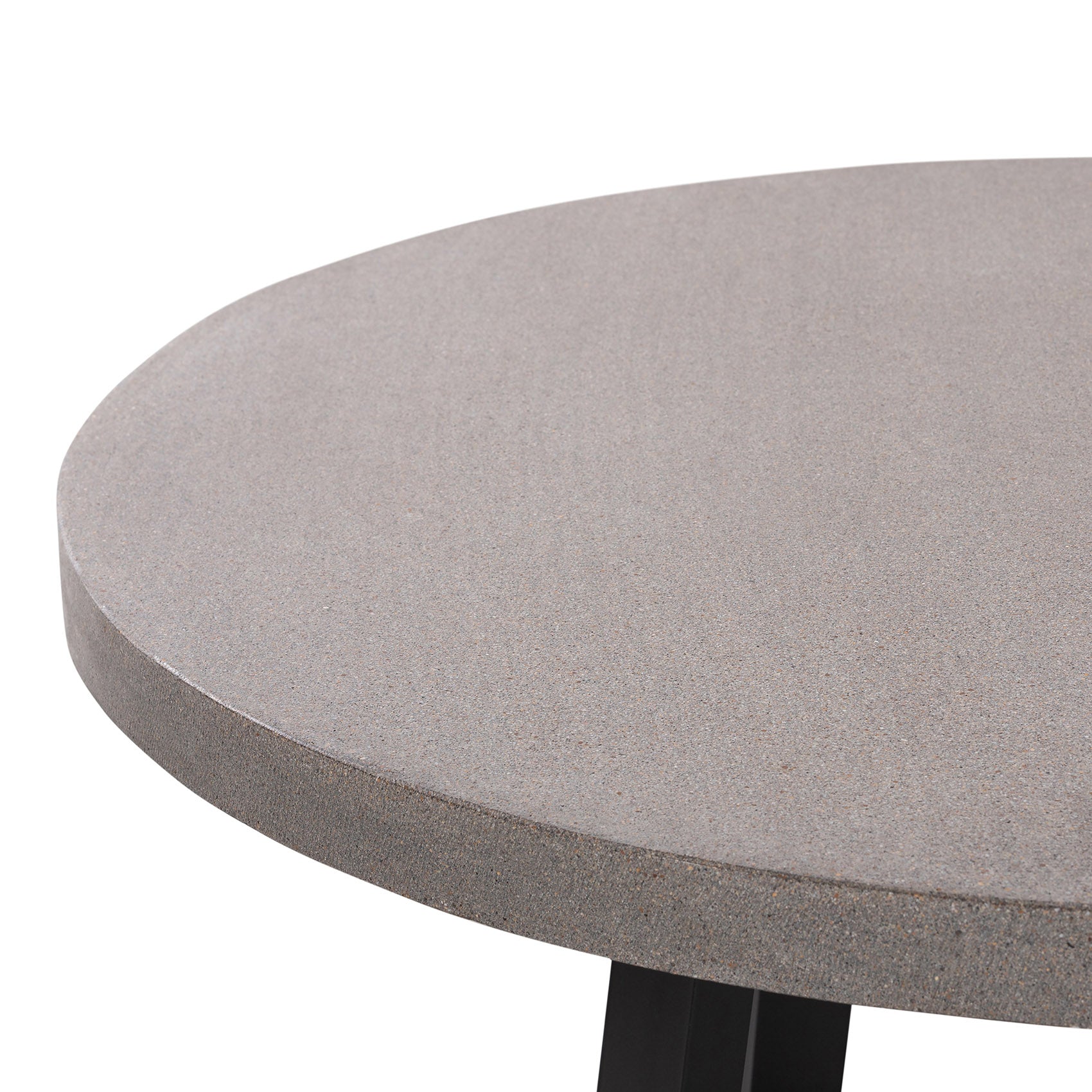 1.2m Alta Round Dining Table | Speckled Grey with Black Metal Legs - www.elkstone.com.au