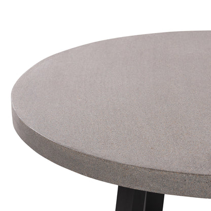 1.2m Alta Round Dining Table | Speckled Grey with Black Metal Legs - www.elkstone.com.au