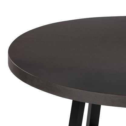 1.6m Alta Round Dining Table | Ebony Black with Black Metal Legs - www.elkstone.com.au