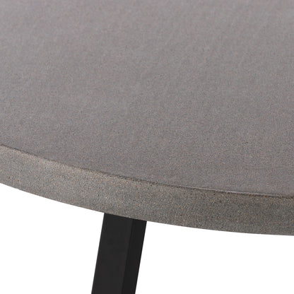 1.6m Alta Round Dining Table | Speckled Grey with Black Metal Legs - www.elkstone.com.au