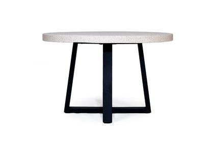 1.4m eTerrazzo Round Dining Table | Ivory Coast with Black Metal Legs - www.elkstone.com.au