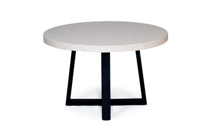 1.4m eTerrazzo Round Dining Table | Ivory Coast with Black Metal Legs - www.elkstone.com.au