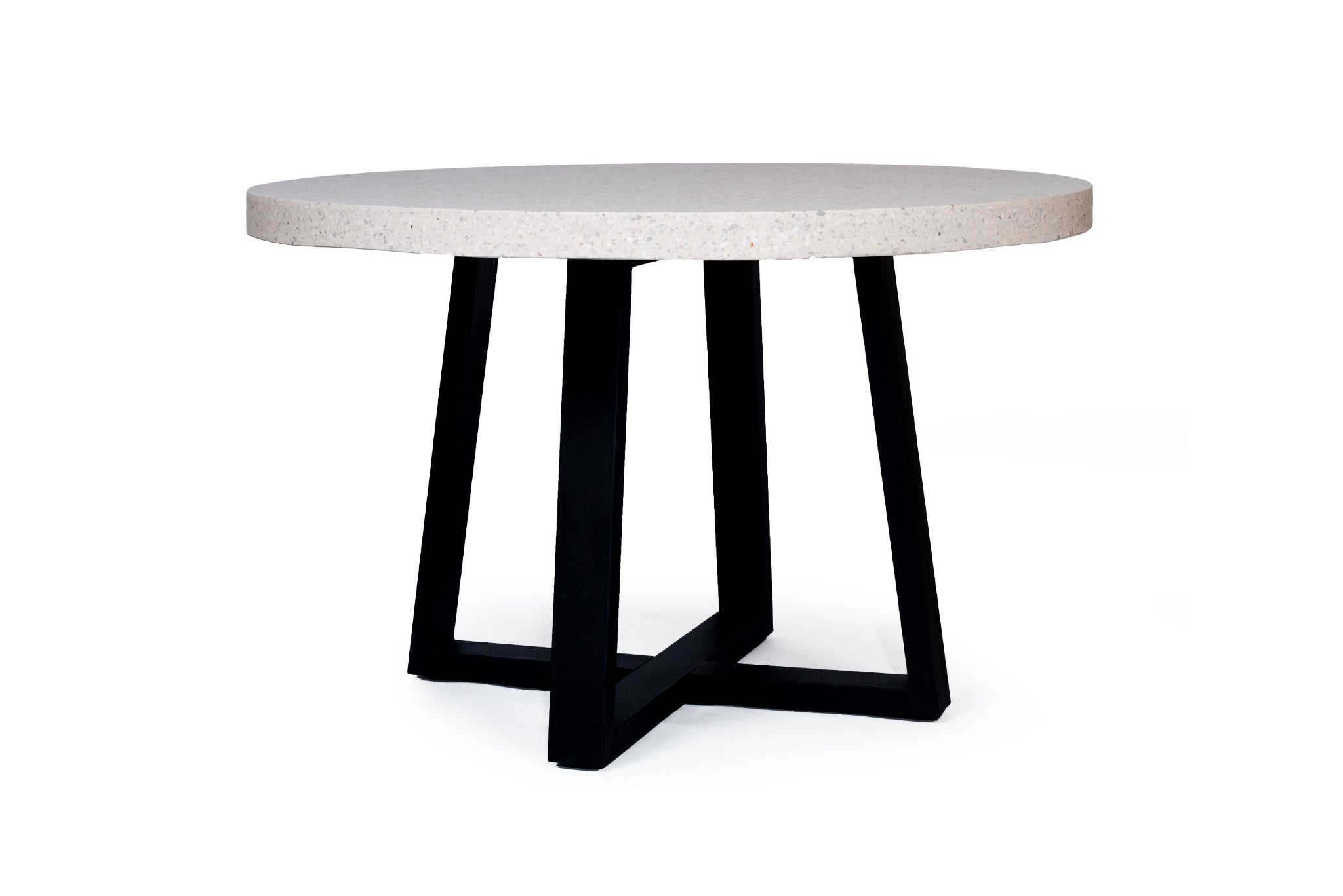 1.4m eTerrazzo Round Dining Table | Ivory Coast with Black Metal Legs - www.elkstone.com.au