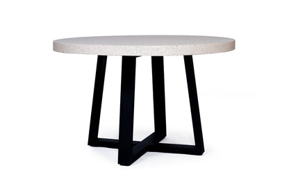 1.4m eTerrazzo Round Dining Table | Ivory Coast with Black Metal Legs - www.elkstone.com.au