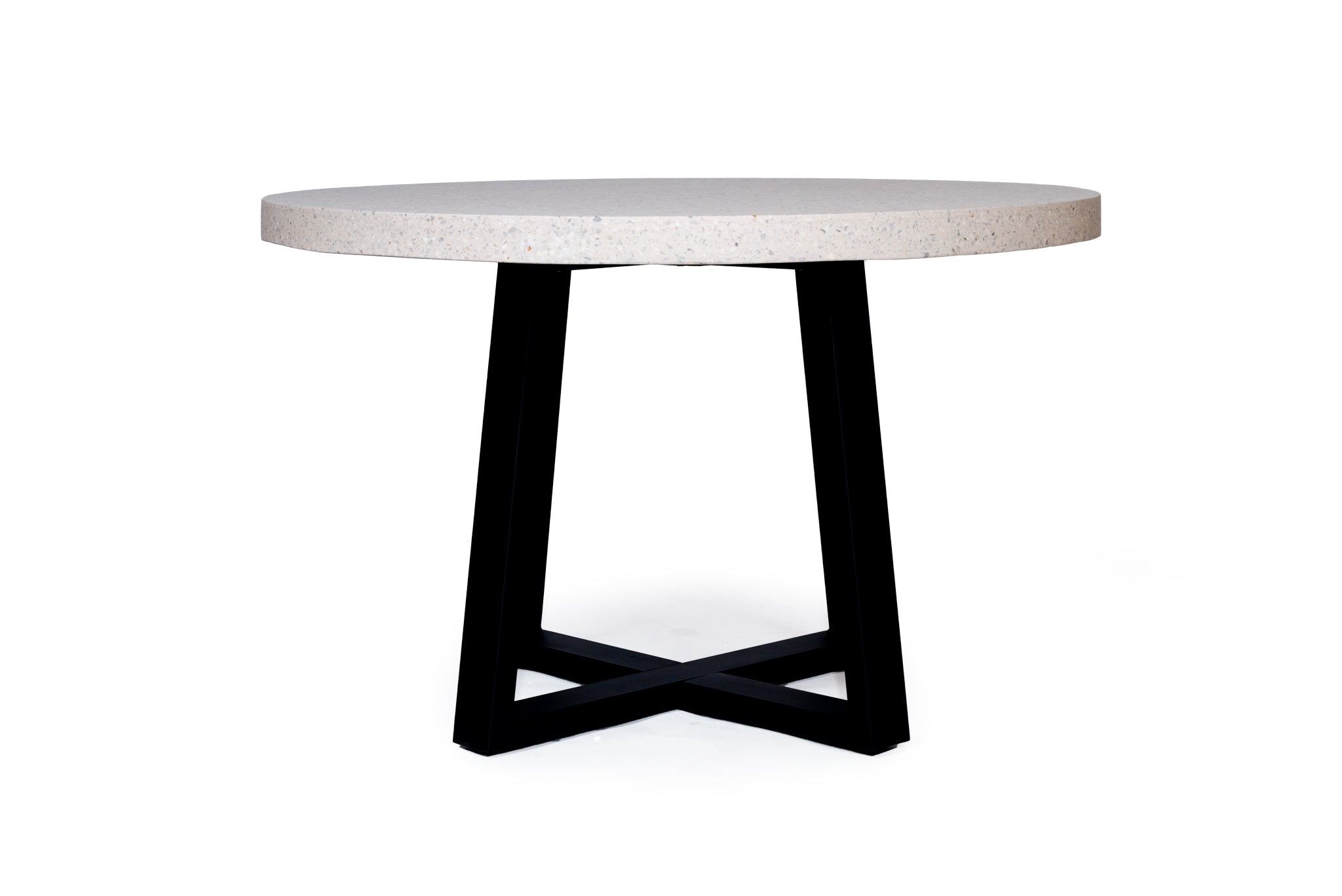 1.4m eTerrazzo Round Dining Table | Ivory Coast with Black Metal Legs - www.elkstone.com.au
