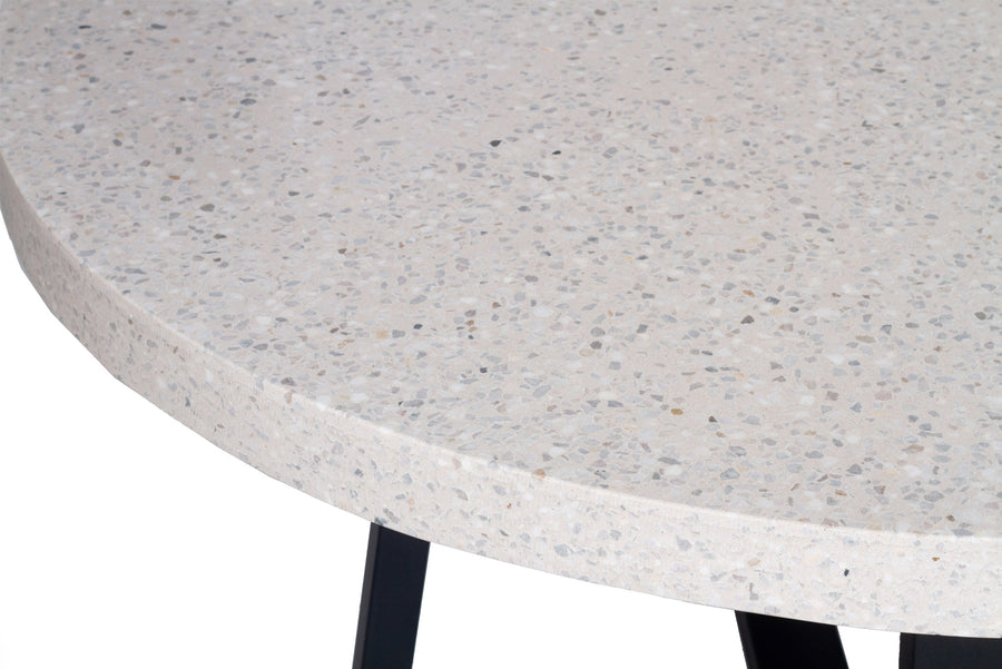 1.4m eTerrazzo Round Dining Table | Ivory Coast with Black Metal Legs - www.elkstone.com.au