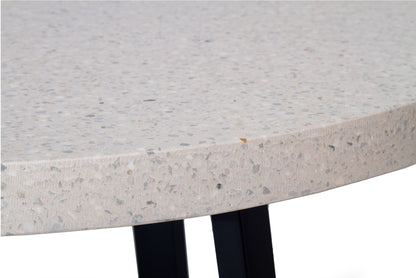 1.4m eTerrazzo Round Dining Table | Ivory Coast with Black Metal Legs - www.elkstone.com.au